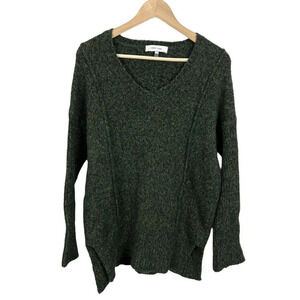 John + Jenn Alpaca Cotton Blend Marled Green V-Neck Sweater Size XS Women’s